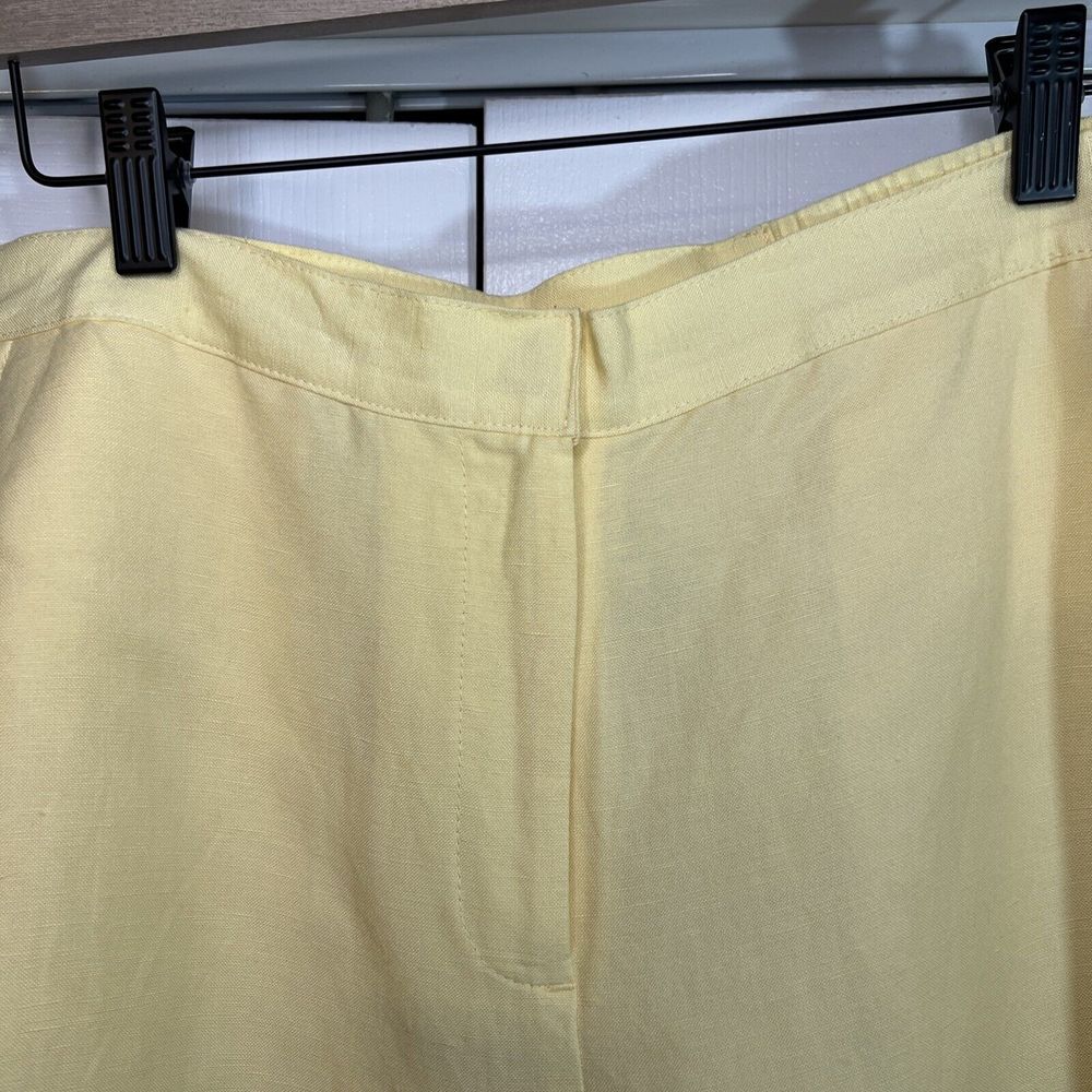 NEW Ruby Rd Linen Blend Pants Yellow w/ Elastic at Waist Lined Women's Size 8 - Picture 2 of 7